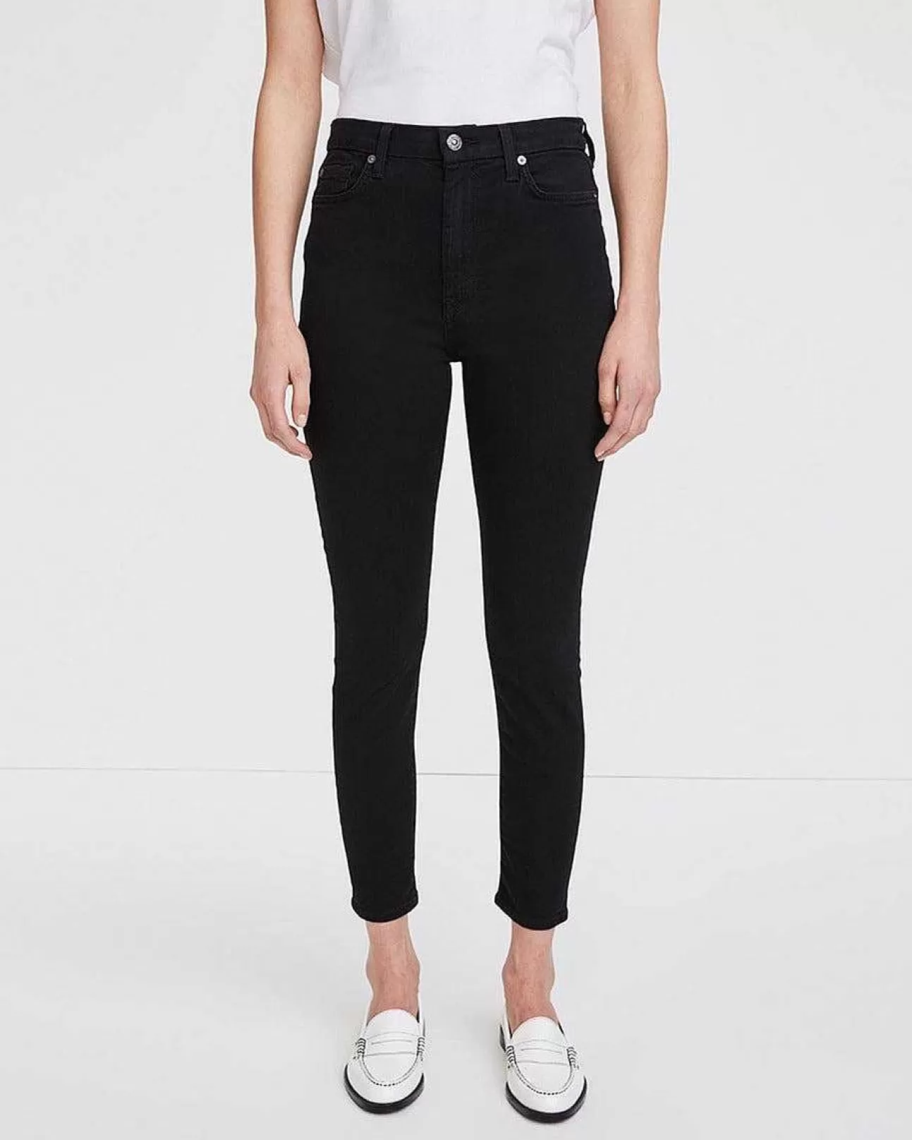 Jeans>7 For All Mankind B(Air) Ankle Skinny Mit Hoher Taille In Schwarz Bairblack